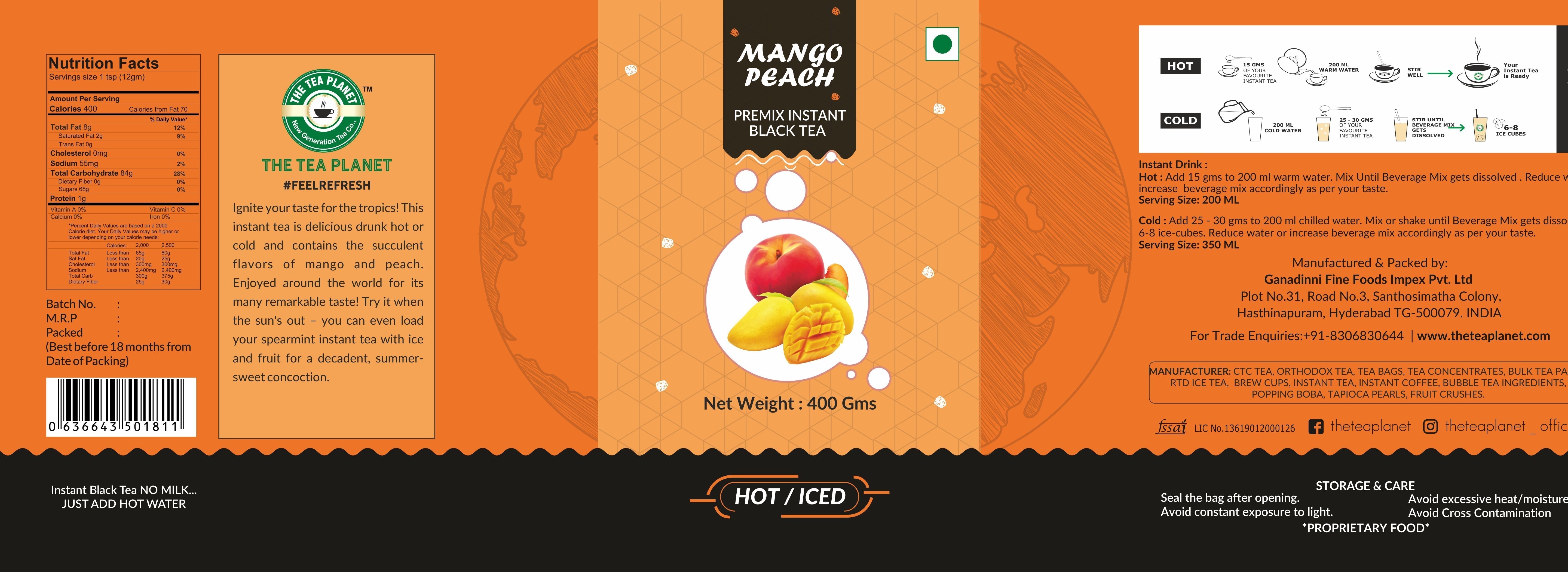 Mango & Peach Flavored Instant Black Tea