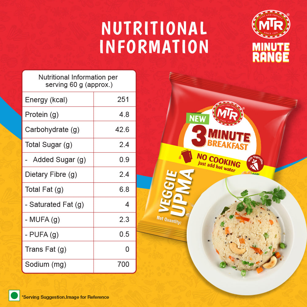 MTR 3 Minute Vegetable Upma Pouch 60 g