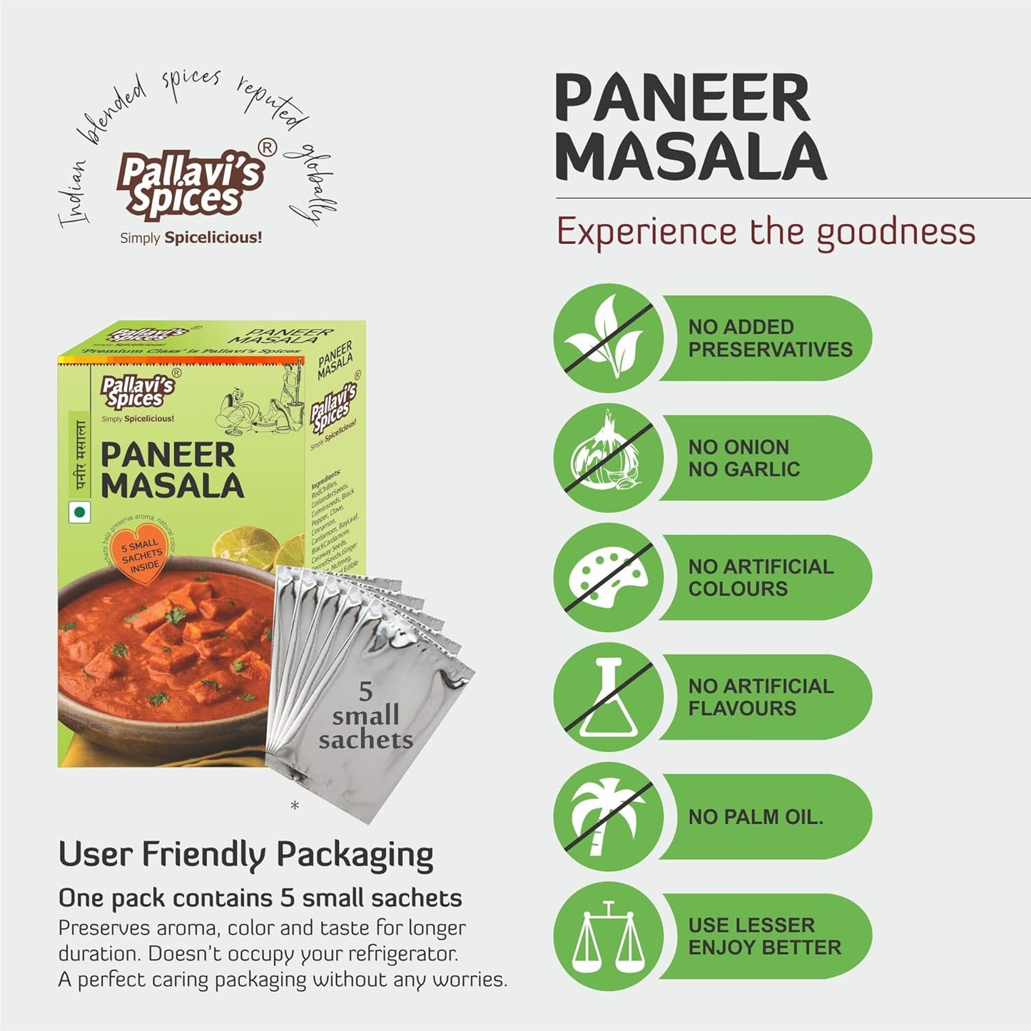 Pallavi's Spices Paneer Masala - 50 gms (Pack of 4)