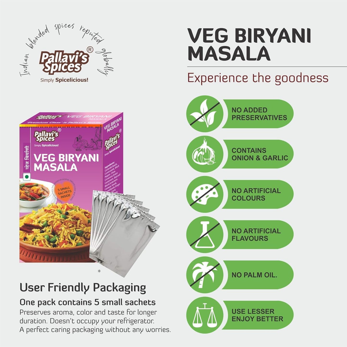 Pallavi's Spices Veg Biryani Masala - 50 gms (Pack of 4)