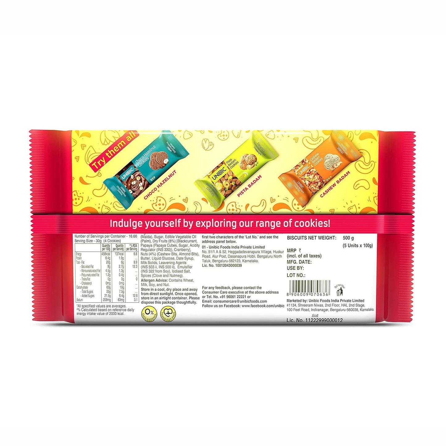 Unibic Fruit & Nut Cookies, 500g