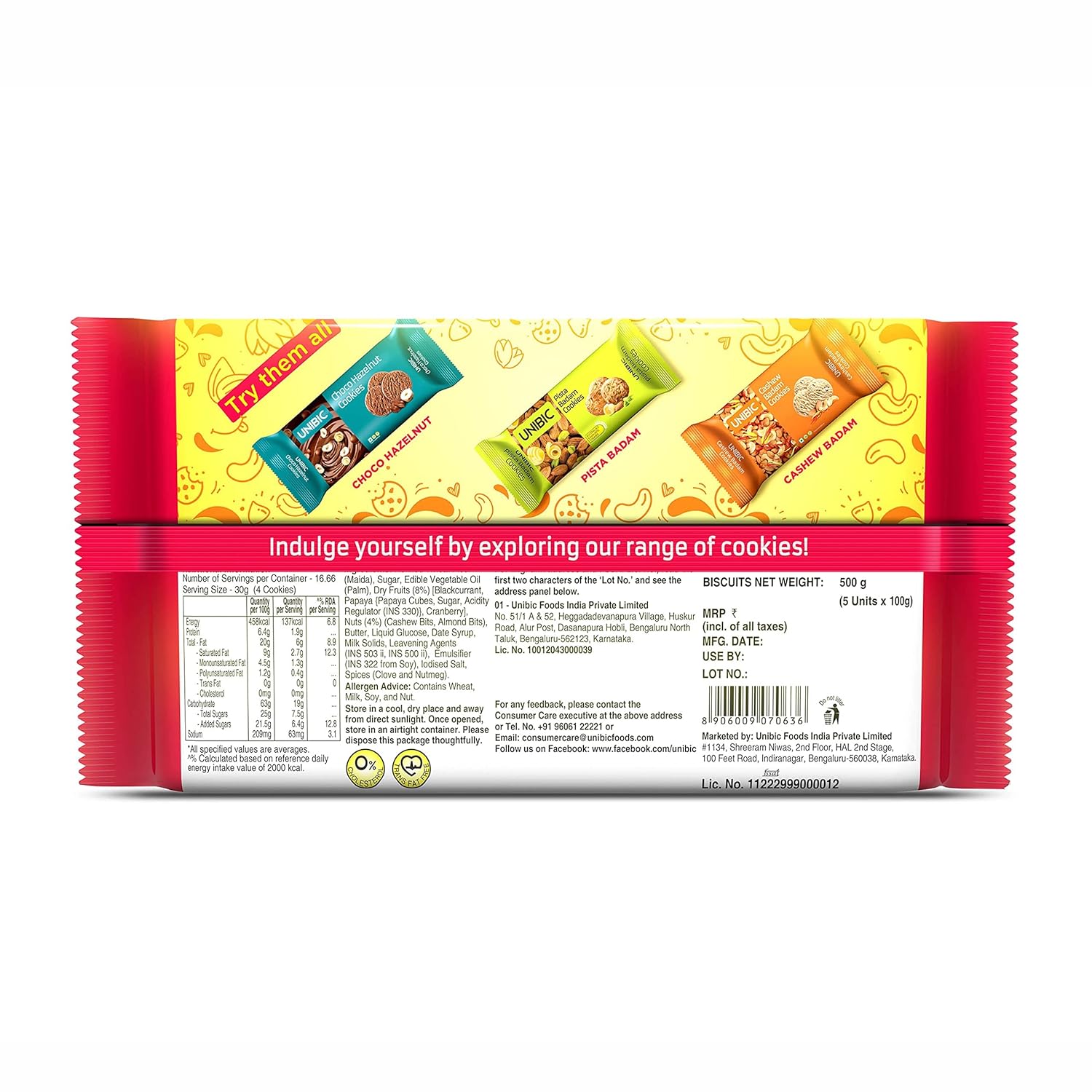 Unibic Fruit & Nut Cookies, 500g