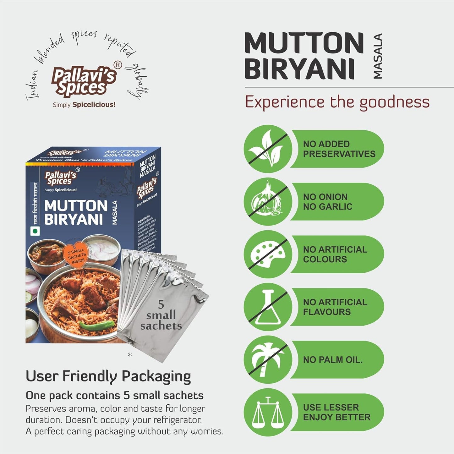 Pallavi's Spices Mutton Biryani Masala - 50 gms (Pack of 4)