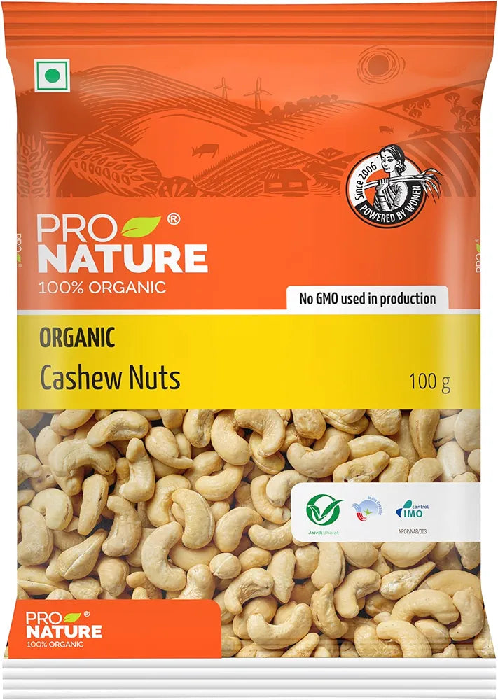 Pro Nature 100% Organic Cashew Nuts, 100g