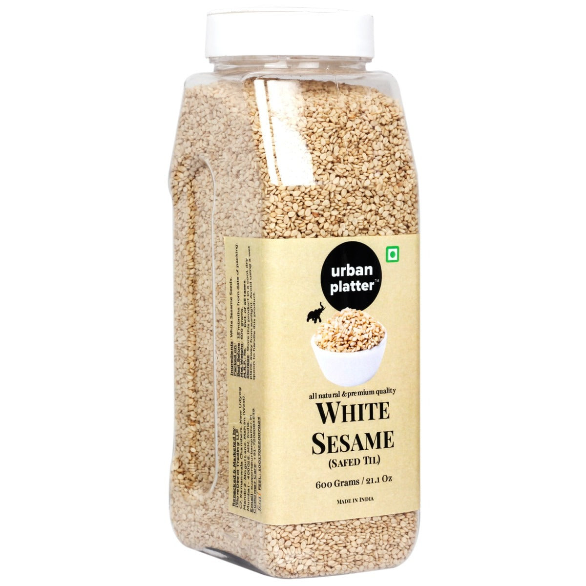 Urban Platter White Sesame (Safed Til) Seeds Shaker Jar - 600 gms