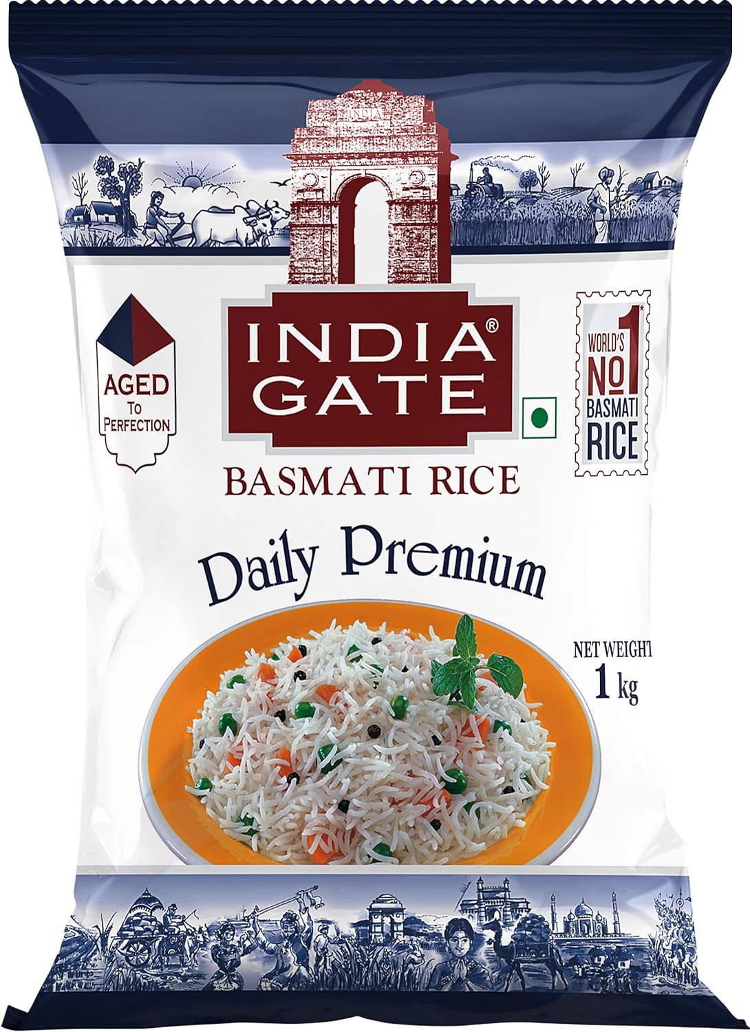 India Gate Daily Premium Aged Basmati Rice - 1000 gms - Veeha Foods