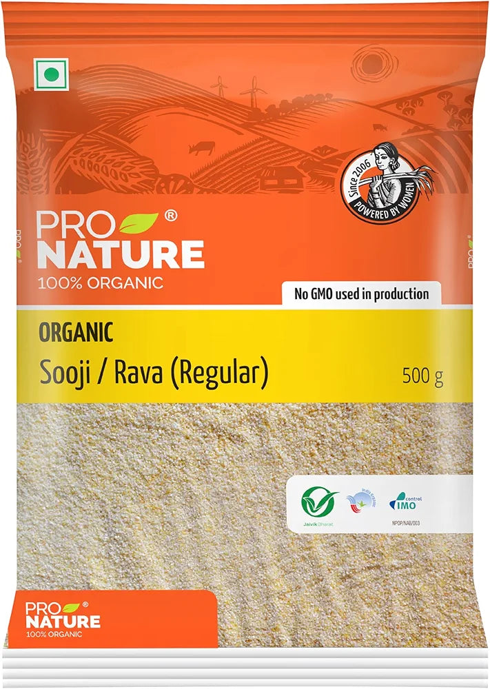 Pro Nature Organic Rava Regular - 500 gms - Veeha Foods