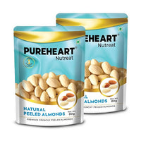 Pureheart Nutreat Natural Peeled Almonds, Premium California Whole Blanched Almond Nuts Without Skin/Dry Fruit, Crunchy Dried Badam