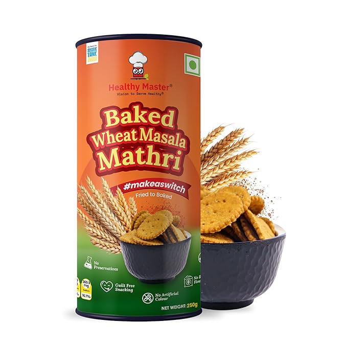 Healthy Master Baked Wheat Masala Mathri - 250 gms - Veeha Foods
