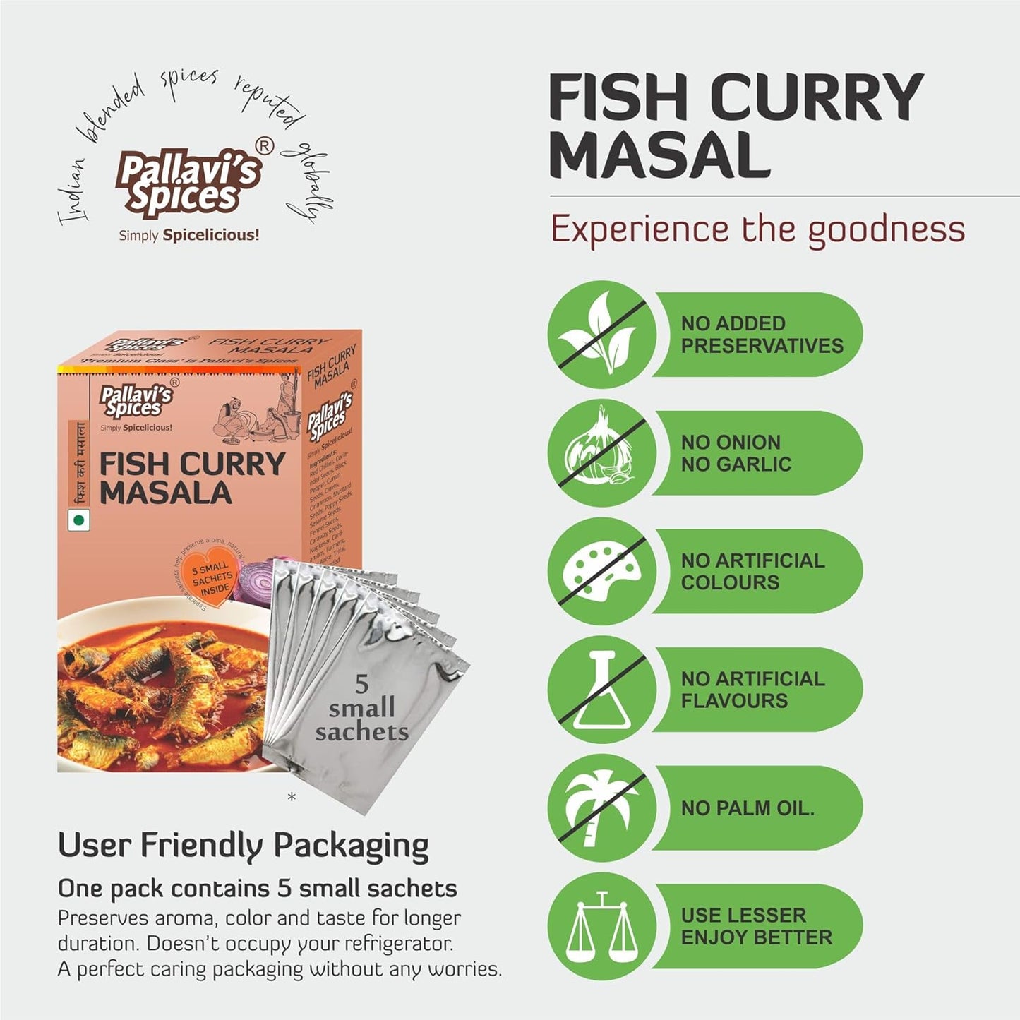 Pallavi's Spices Fish Curry Masala - 50 gms (pack of 4)