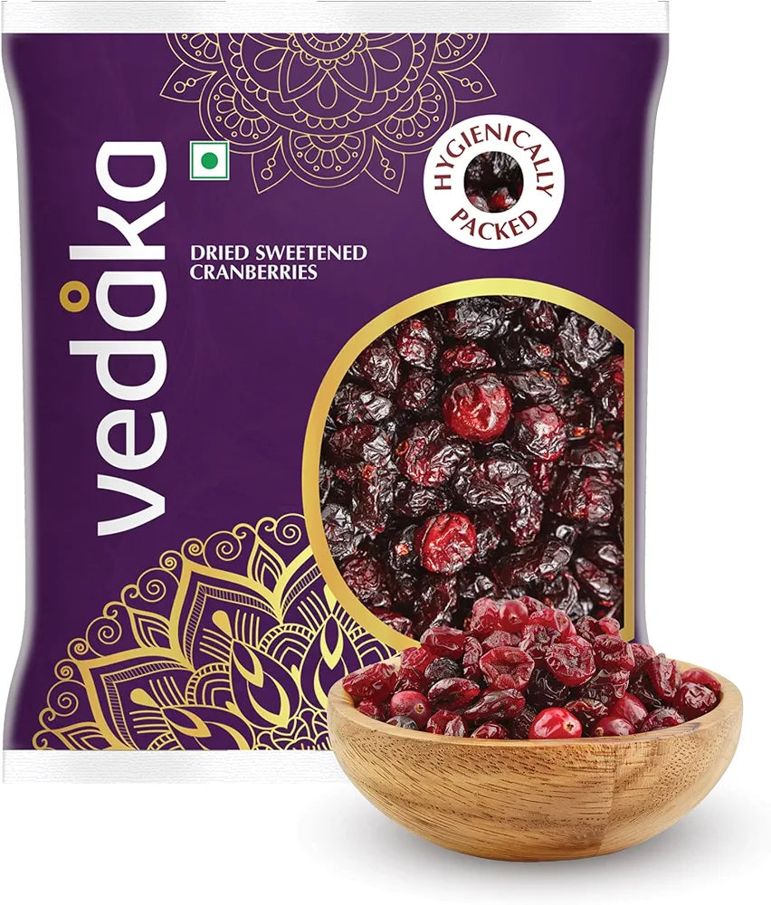 Amazon Brand - Vedaka Dried Sweetened Cranberries | 500 Gram | Whole | Tasty Snack For Kids & Adults | Quality Berries