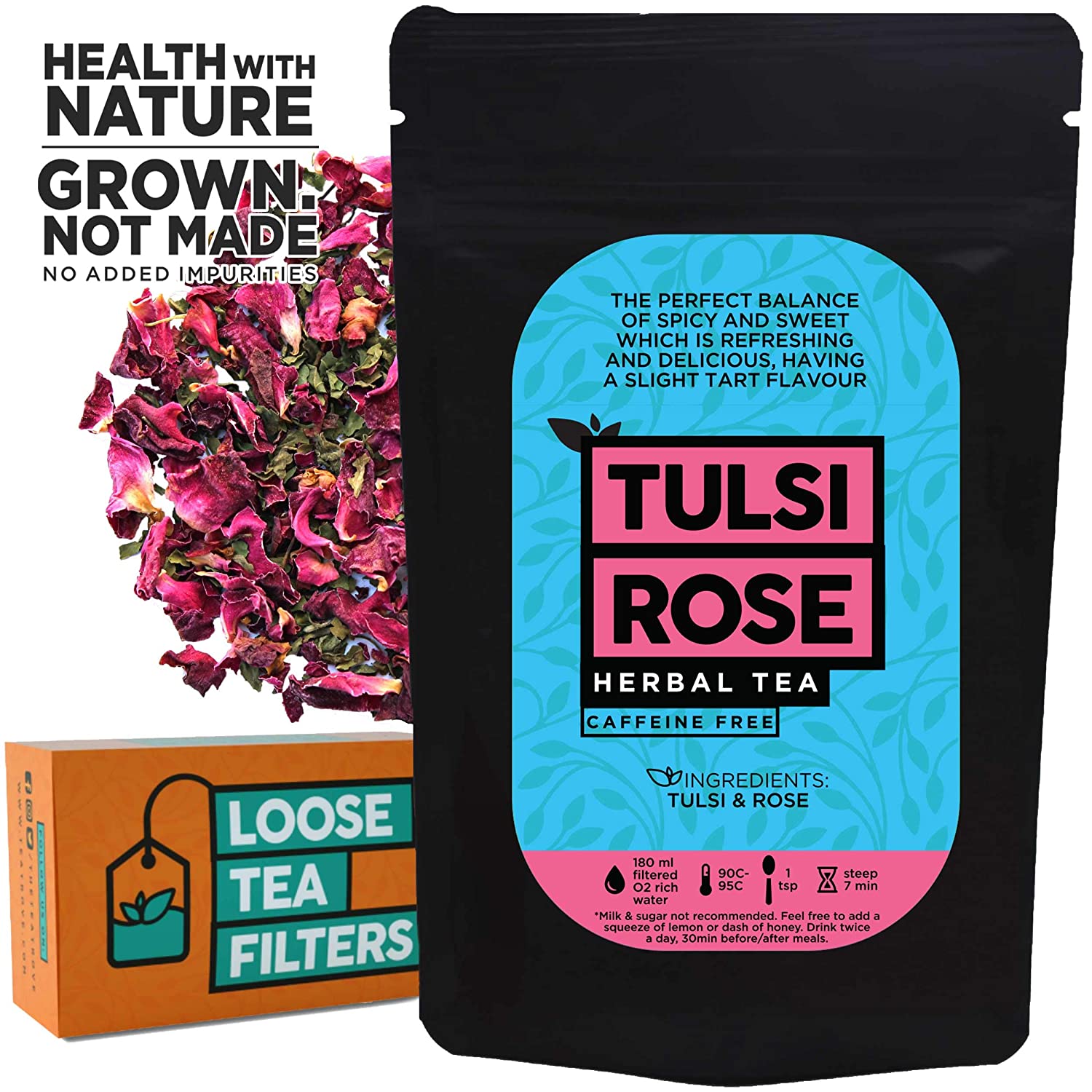 Organic Tulsi Rose Tea (50 g, 50 Cups)