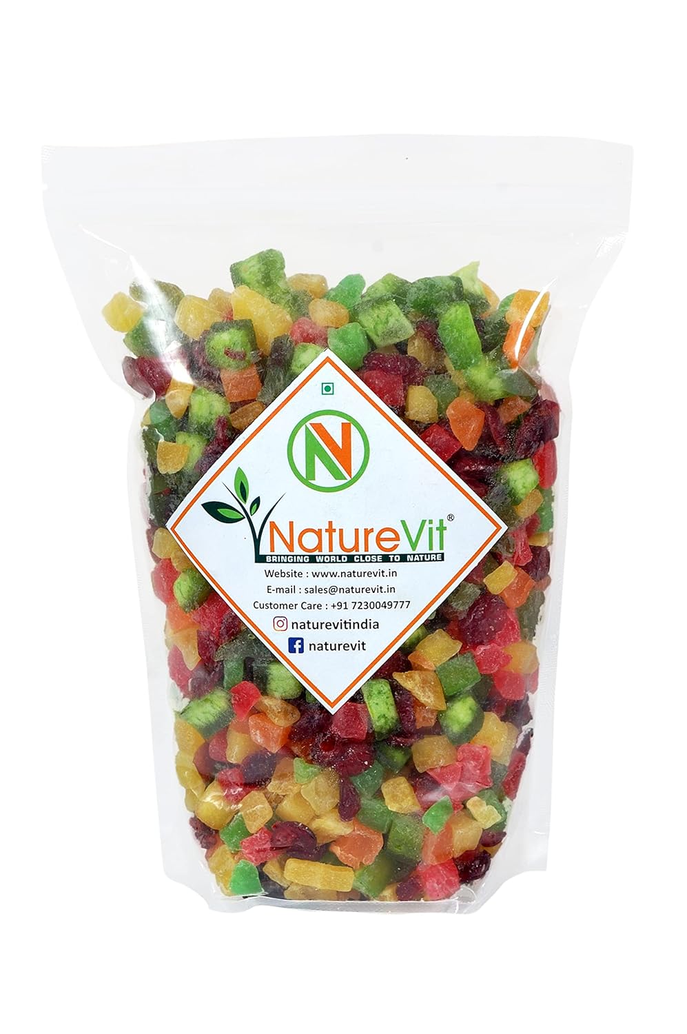 NatureVit Mixed Dried Fruits | Sun Dried Fruits Cocktail | Pineapple, Kiwi, Strawberry & Many More