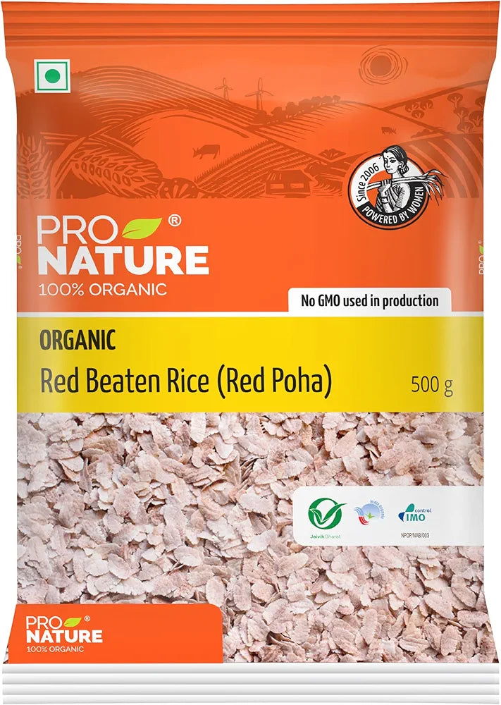 Pro Nature Organic 100% Organic Red Beaten Rice 500 Gram