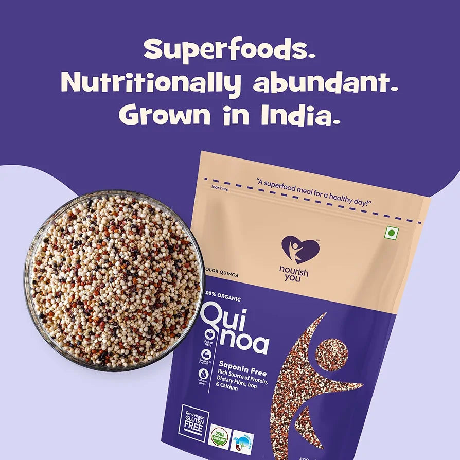 Nourish You Organic Tricolour Quinoa  | Gluten Free | High Fibre | | Antioxidant | Vegan