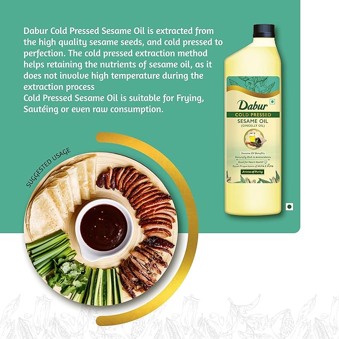 Dabur Cold Pressed Sesame - Gingelly/Til Cooking Oil - 1 L