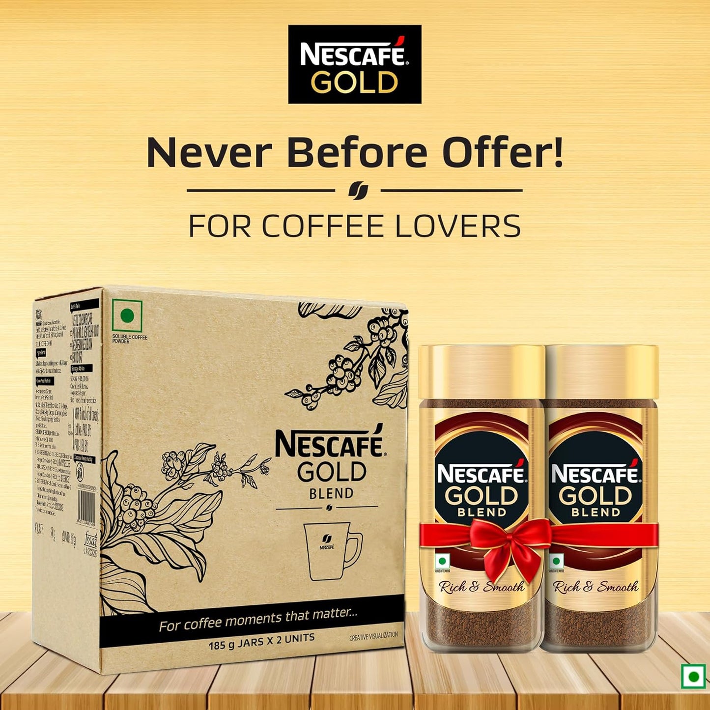 Nescafe Gold Instant Coffee Powder - 185 gms (pack of 2)