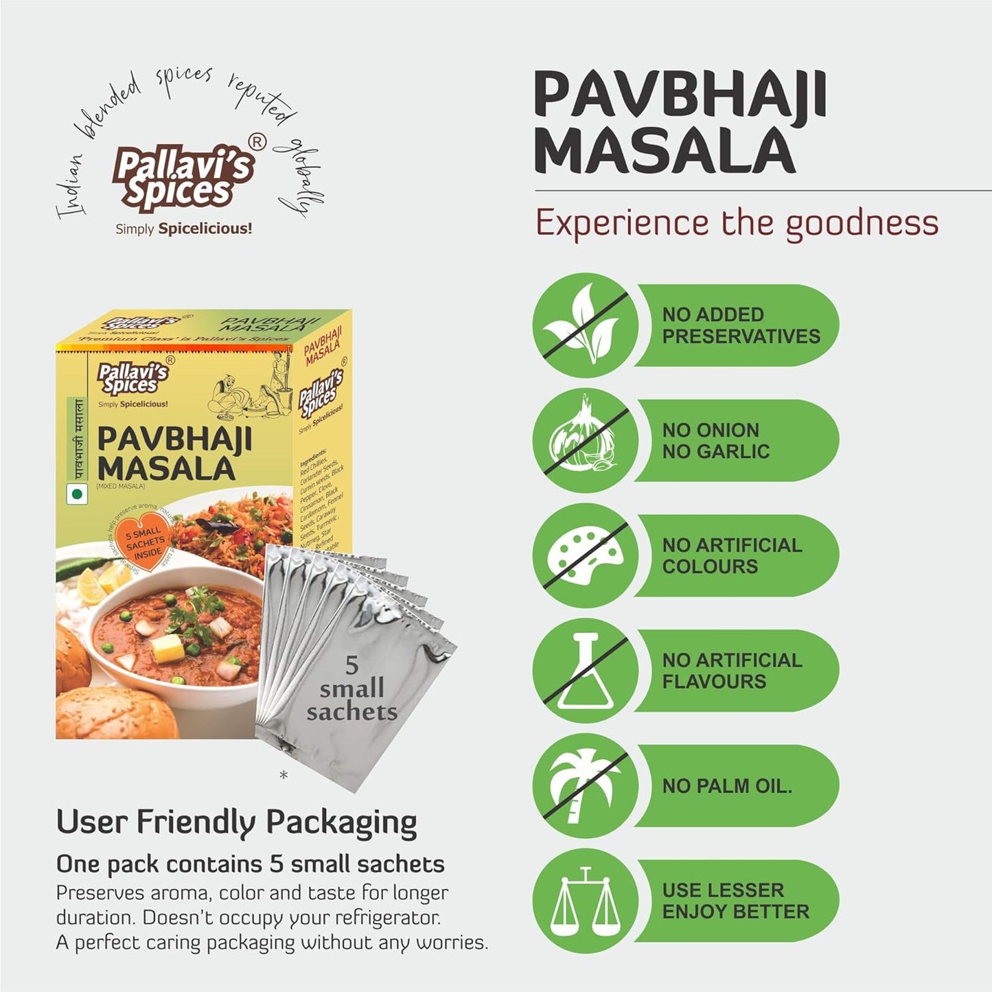 Pallavi's Spices Pavbhaji Masala - 50 gms (Pack of 4)