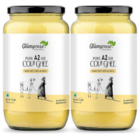 Glamycose Pure Cow Ghee - Premium A2 Gir Cow Cultured Ghee - 1 L (Pack of 2)