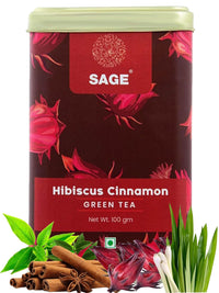 Sage Premium Hibiscus Cinnamon Green Tea (Loose Leaf) - 100 gms