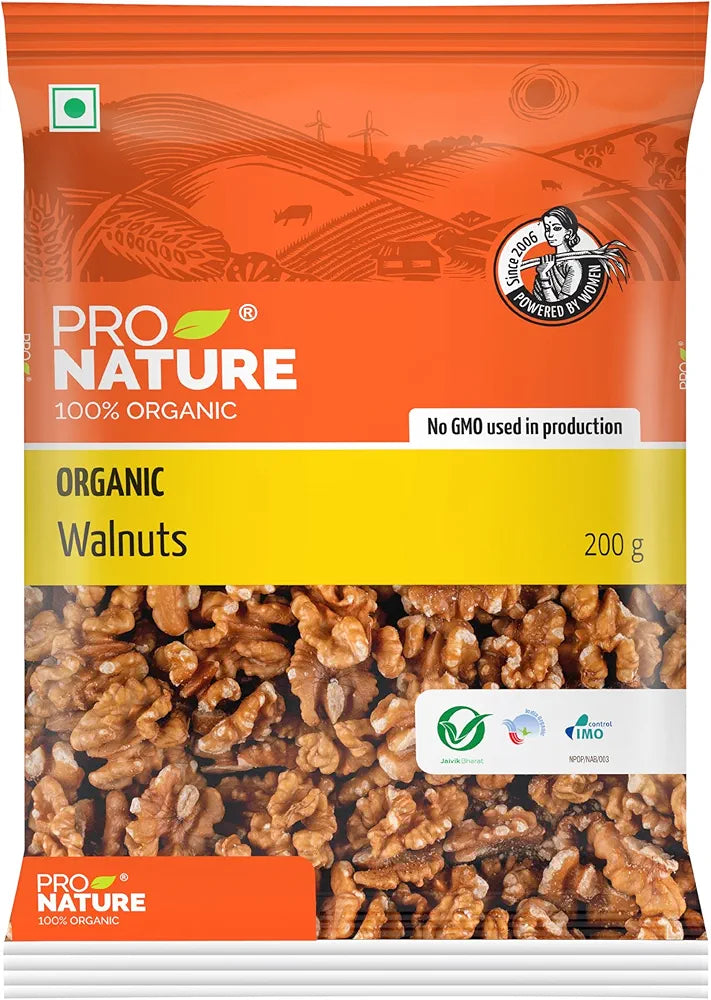 Pro Nature 100% Organic Walnuts, 200G, Dry Fruit