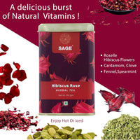 Sage Premium Hibiscus Rose Herbal Tea (Loose Leaf) - 100 gms