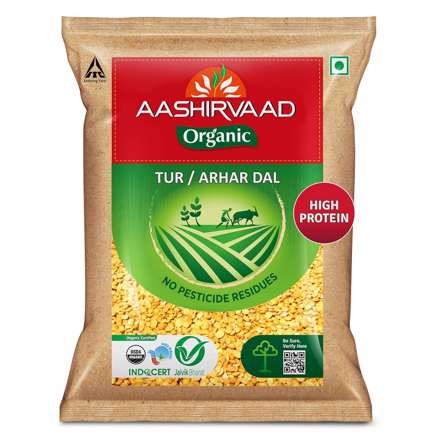 Aashirvaad Organic Arhar Dal - 500 gms