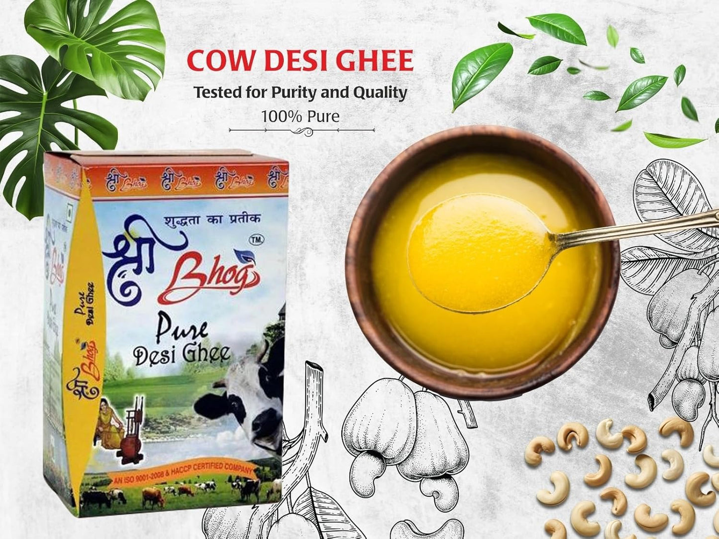 Shri Bhog Organic Pure Desi Cow Ghee - 1 L