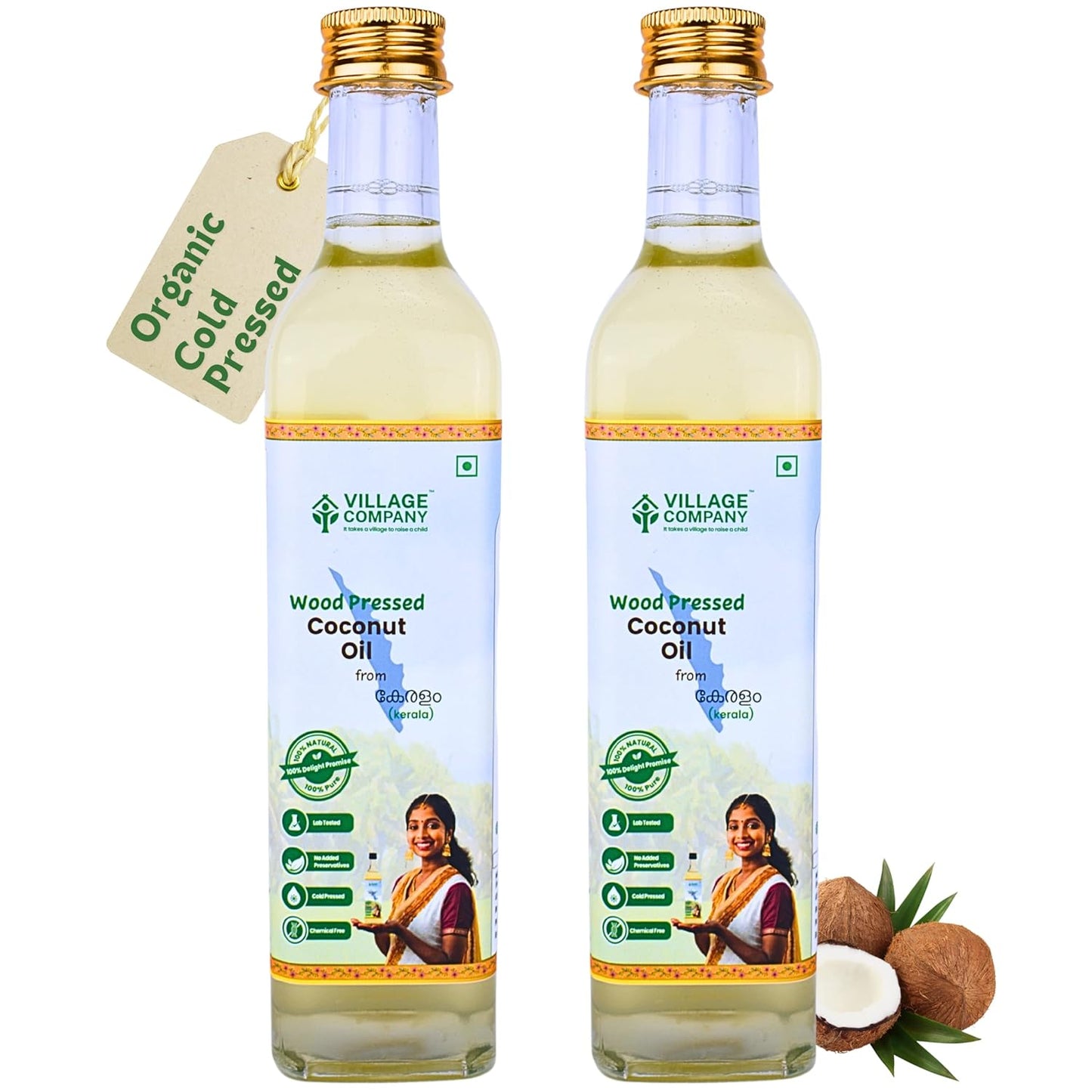 Village Company Cold Pressed Coconut Oil - 500 gms (pack of 2)