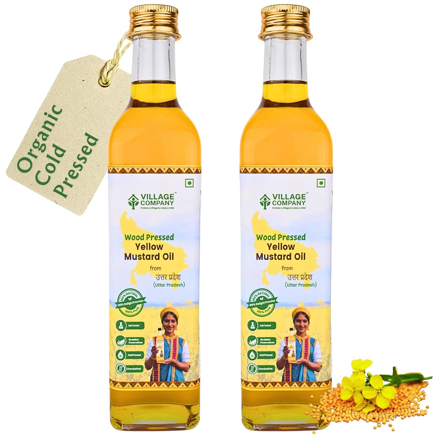 Village Company Cold Pressed Yellow Mustard Oil - 500 gms (pack of 2)