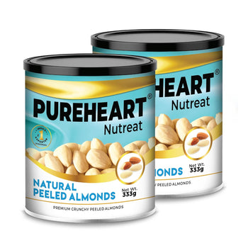 Pureheart Nutreat Natural Peeled Almonds, Premium California Whole Blanched Almond Nuts Without Skin/Dry Fruit, Crunchy Dried Badam