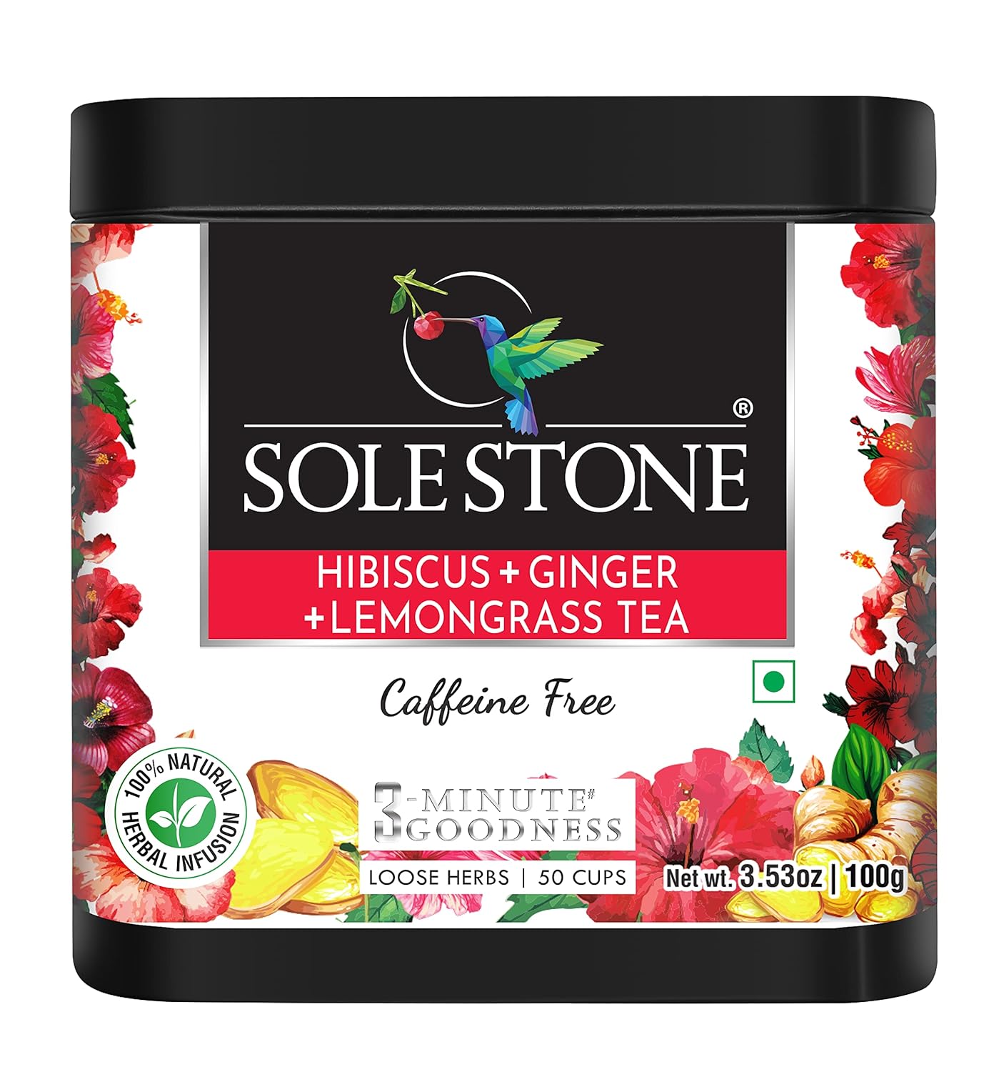 Sole Stone Delight in Hibiscus Ginger Lemongrass Tea - 100 gms