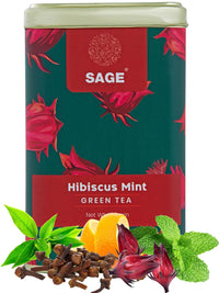 Sage Premium Hibiscus Mint Green Tea (Loose Leaf) - 100 gms