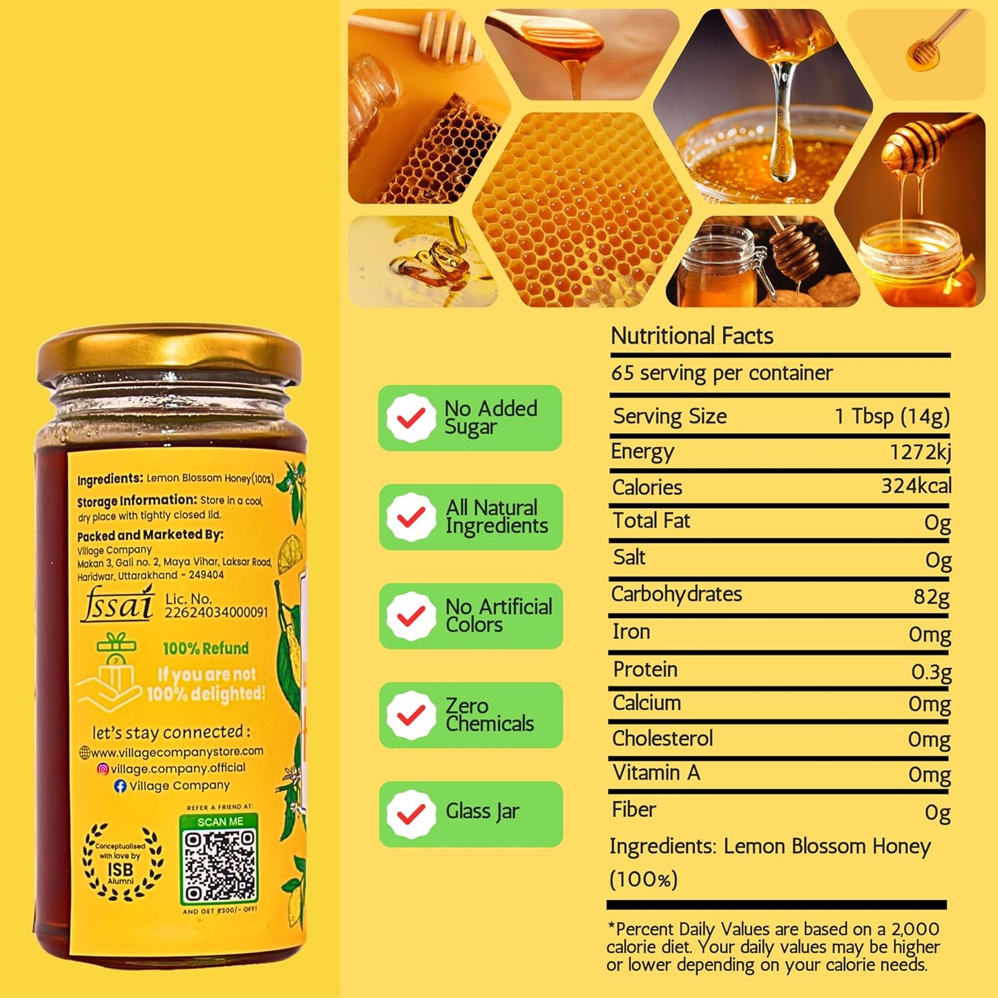 Village Company Organic Lemon Honey - 500 gms