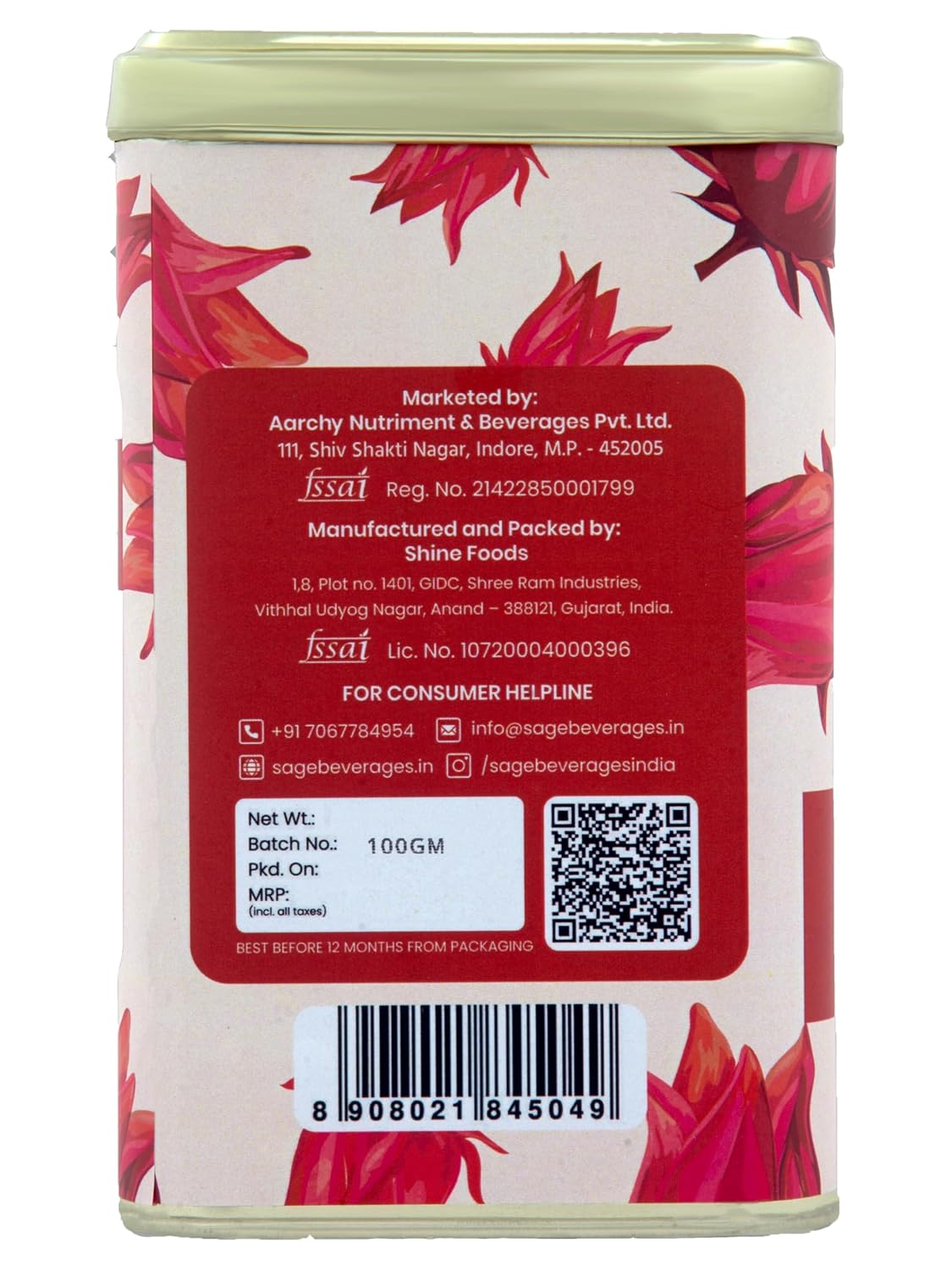 Sage Premium Hibiscus Herbal Tea (Loose Leaf) - 100 gms