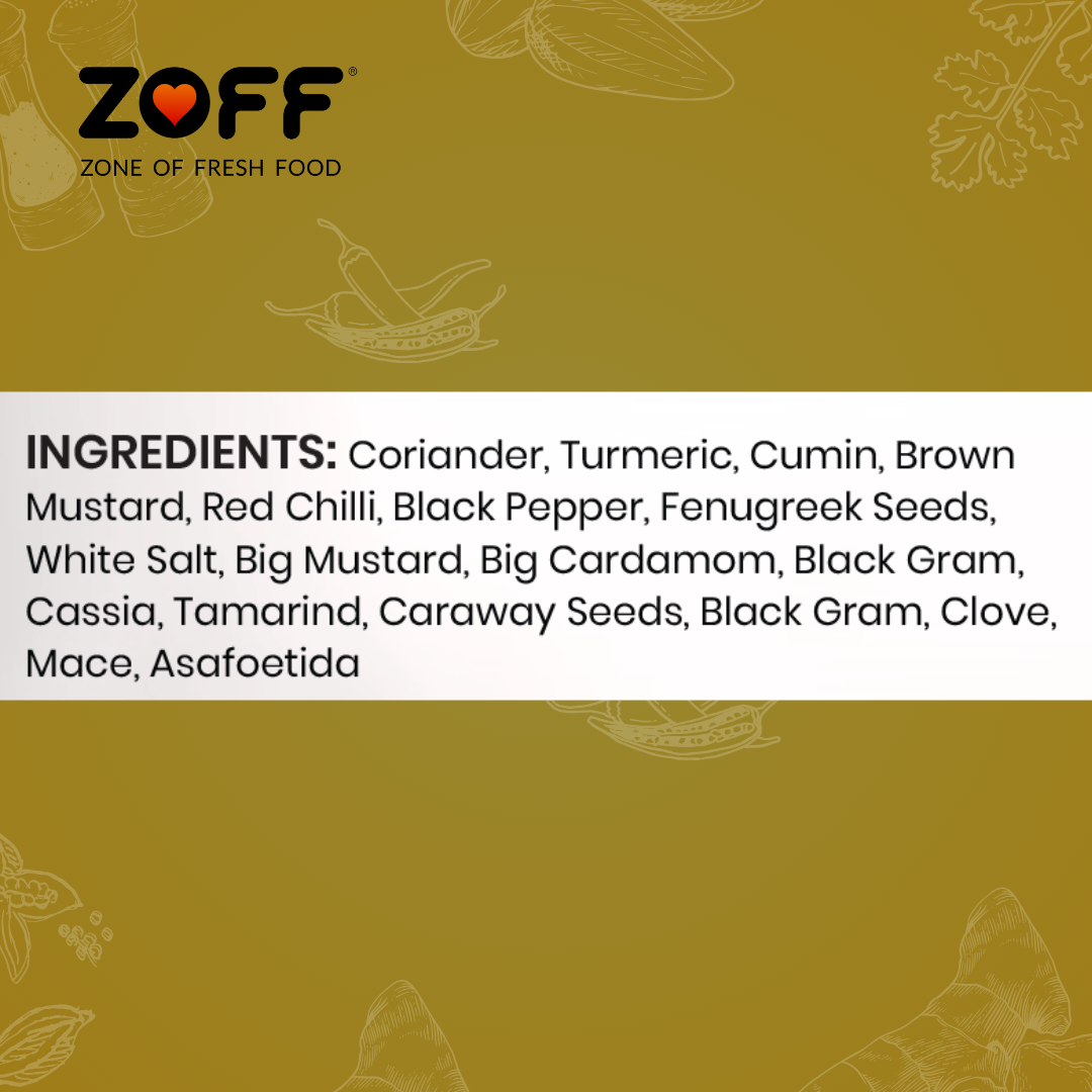 Zoff Sambhar masala | Premium Zip Lock Pouch | Net weight - 100g