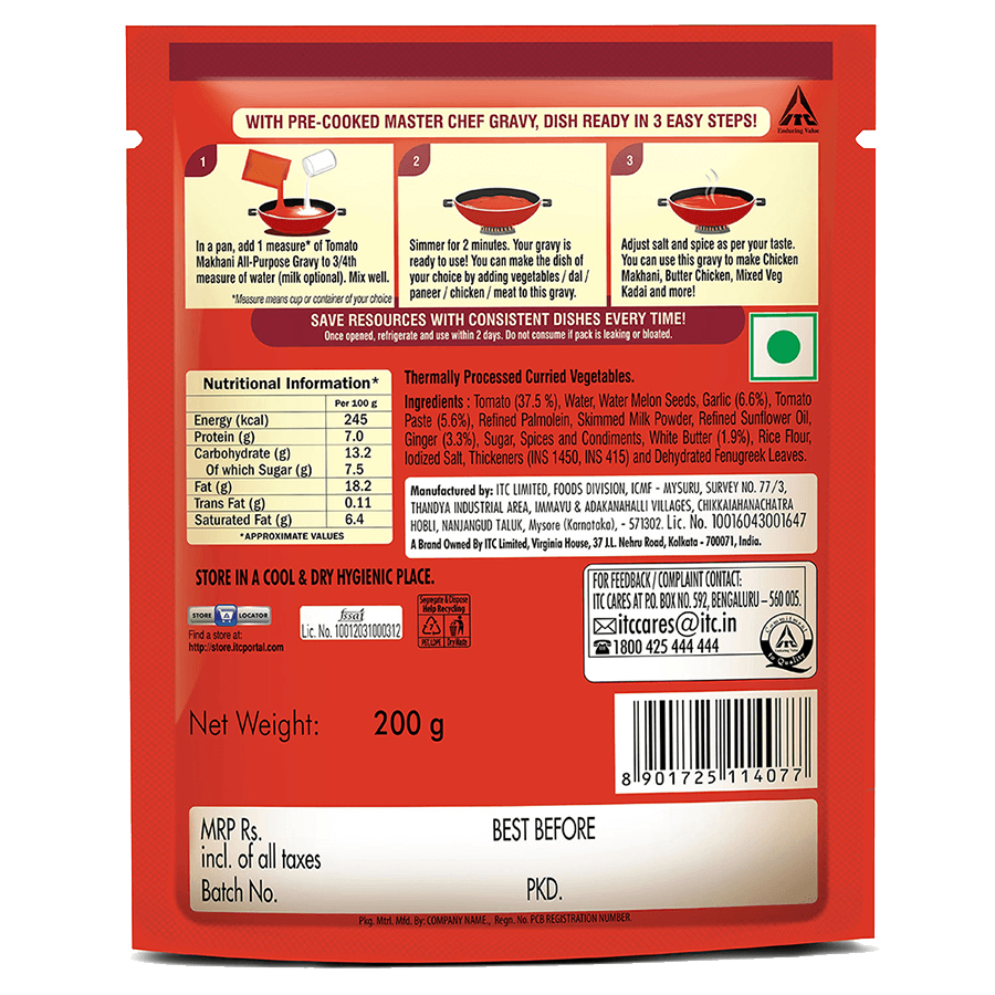 ITC Master Chef Tomato Makhani All-Purpose Gravy - 200 gms