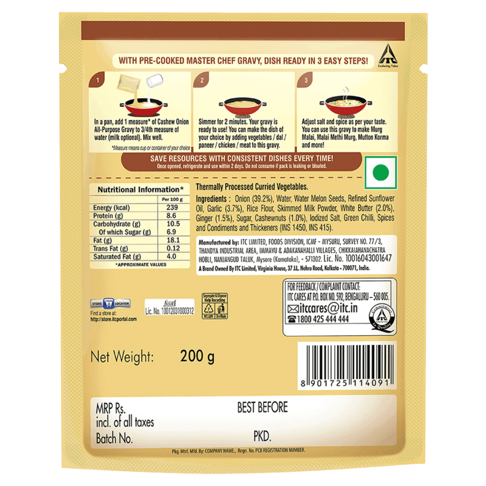 ITC Master Chef Onion Cashew All-Purpose Gravy - 200 gms