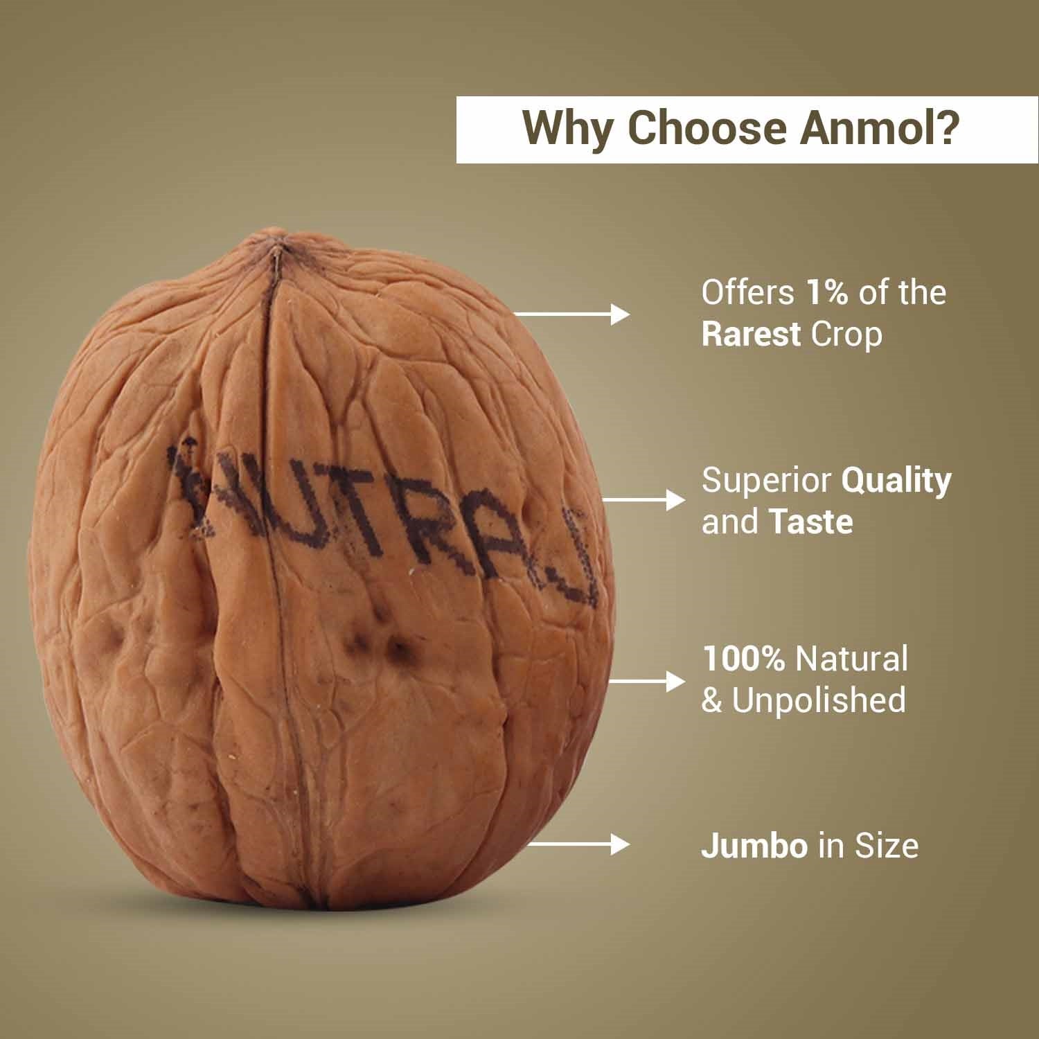 Nutraj Anmol Premium Walnut Inshell (Jumbo Size - Natural) 1kg