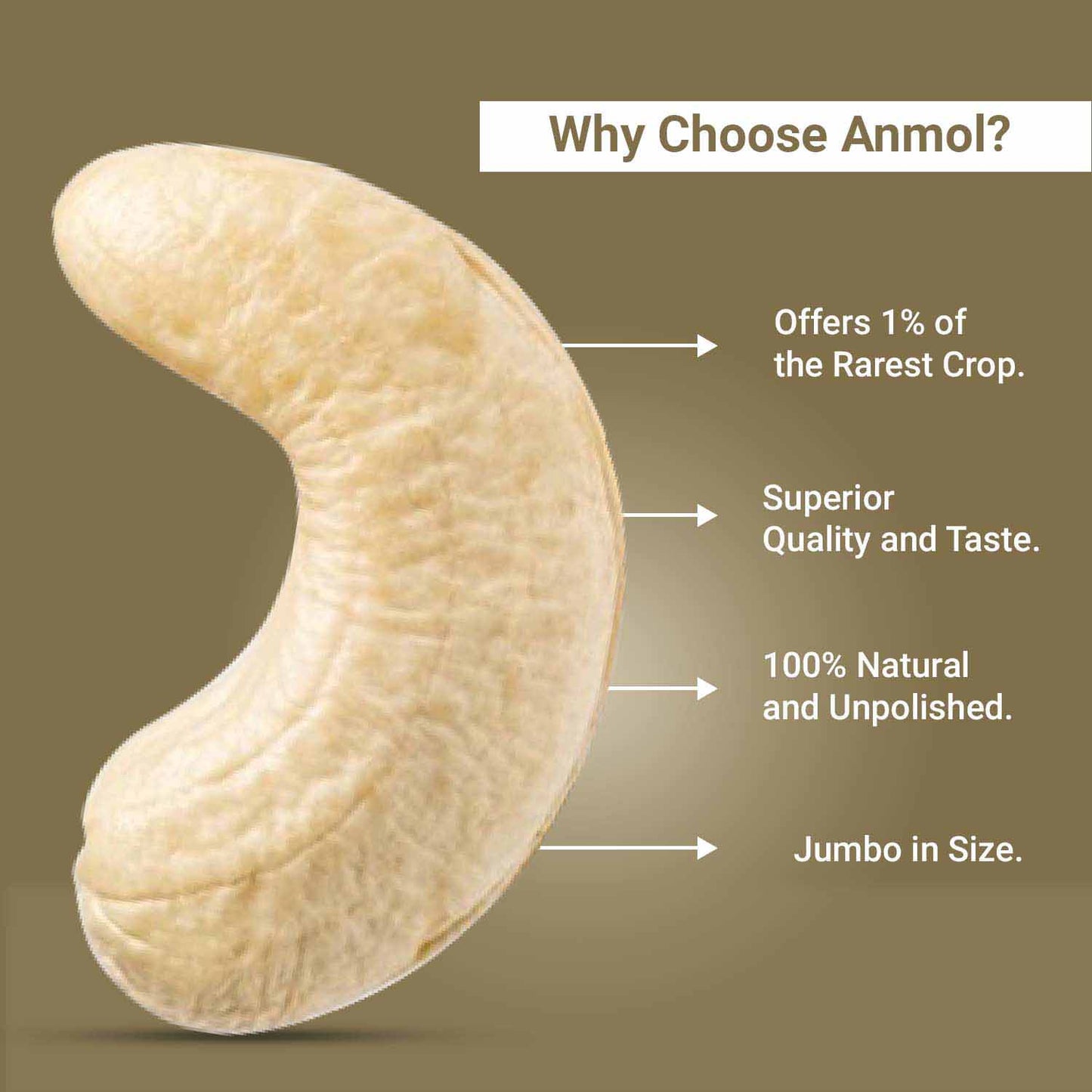 Nutraj Anmol Jumbo Size Cashew (W180) 500gm