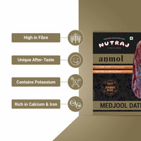 Nutraj Anmol Premium Medjool Dates (Jumbo Size - Rare Crop - Natural) 500gm