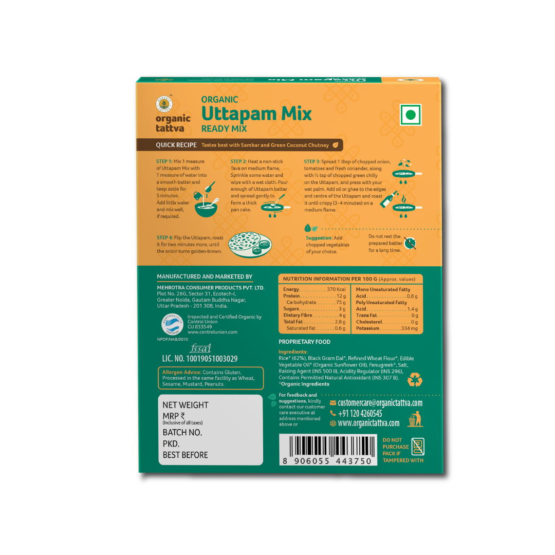 Organic Uttapam Ready Mix