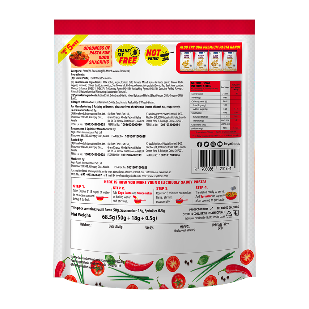 Keya Arrabiata Instant Pasta Italian Style 68.5g