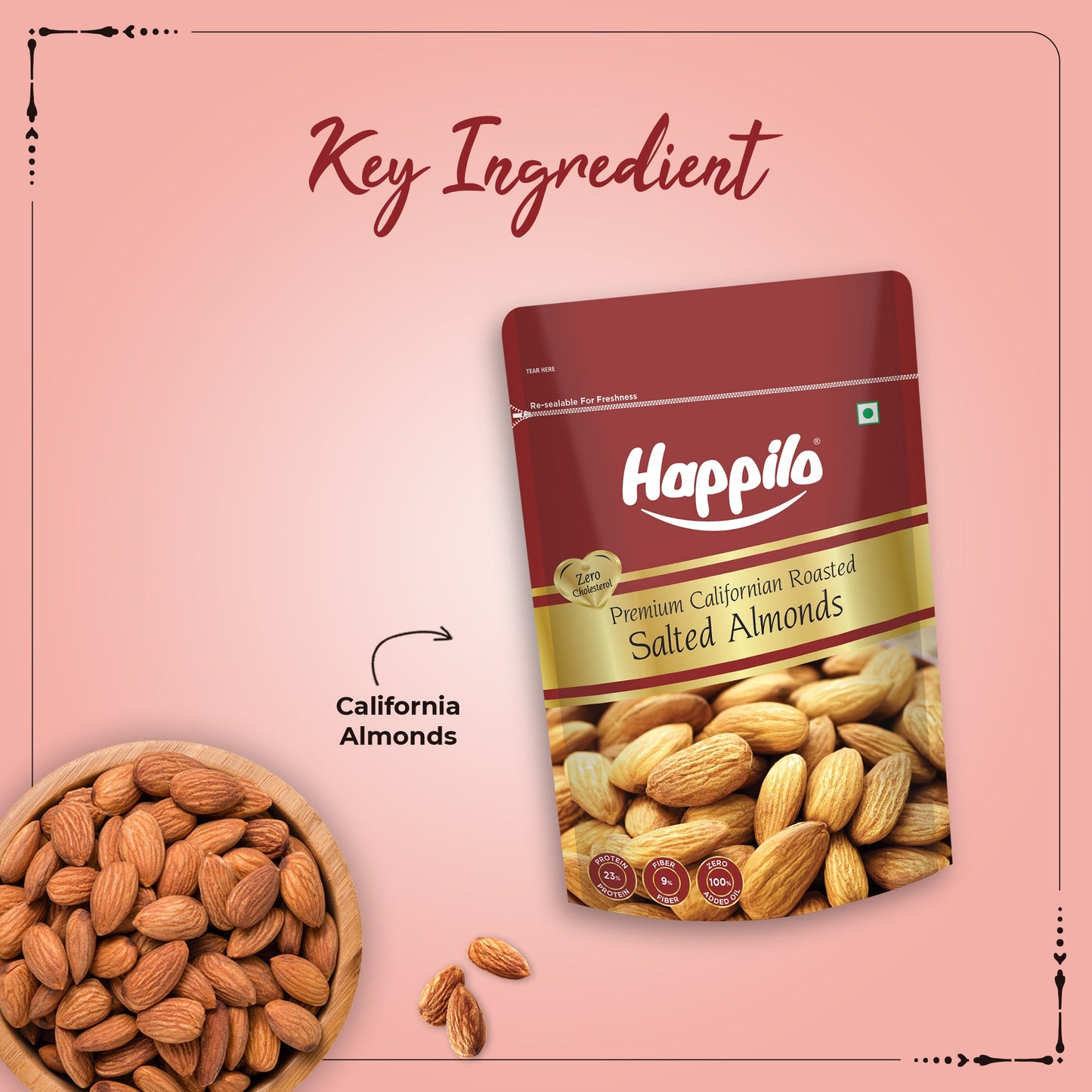 Happilo Roasted & Lightly Salted Premium Californian Almonds