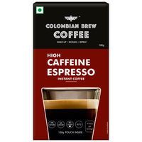 Colombian Brew High Caffeine Espresso Instant Coffee Powder, Strong, 100g