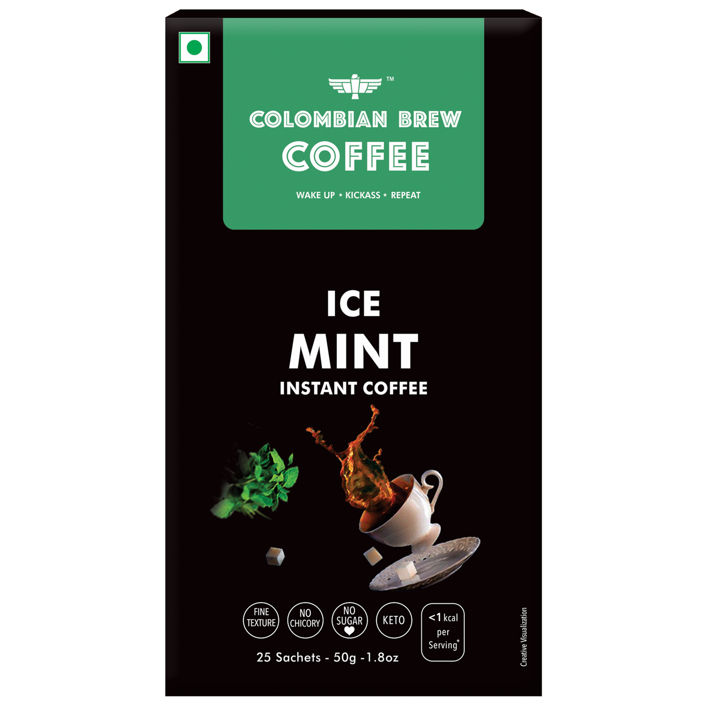 Colombian Brew Ice Mint Instant Coffee Powder, No Sugar Vegan, 50g