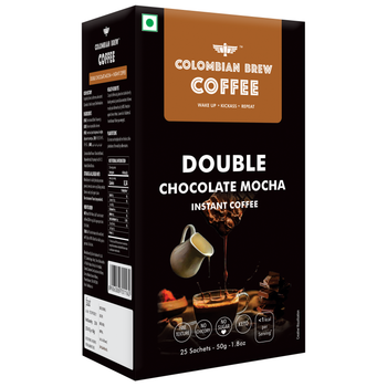 Colombian Brew Double Chocolate Mocha Instant Coffee, No Sugar Vegan, 50g