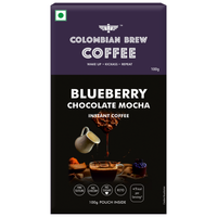 Colombian Brew Blueberry Chocolate Mocha Instant Coffee Powder, No Sugar Vegan, 100g