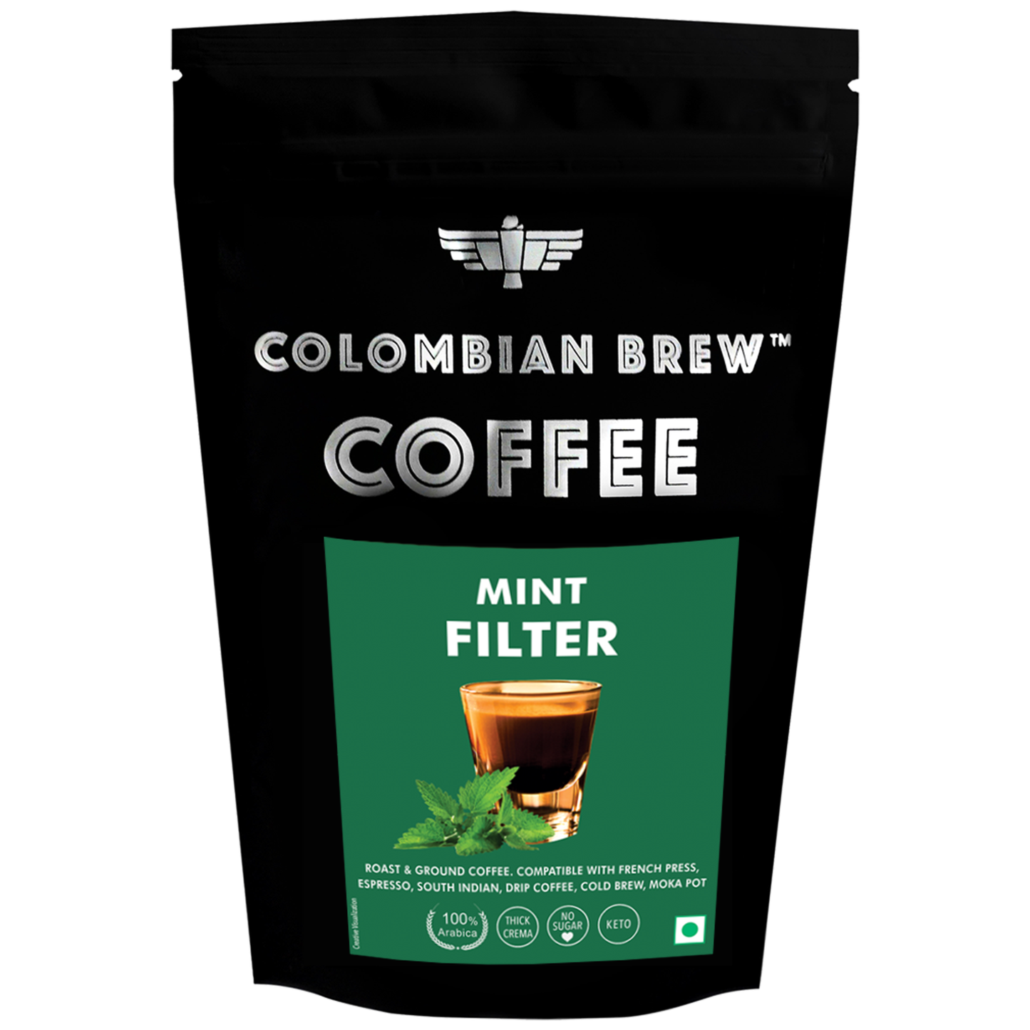 Colombian Brew Mint Filter Coffee Powder, Arabica Roast & Ground, 1kg