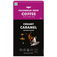 Colombian Brew Creamy Caramel Instant Coffee Powder, No Sugar Vegan, 100g